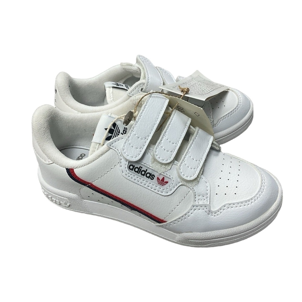 NWT Adidas Kids Continental 80 Sneakers US 12K White Retro Velcro Ortholite - Picture 4 of 9